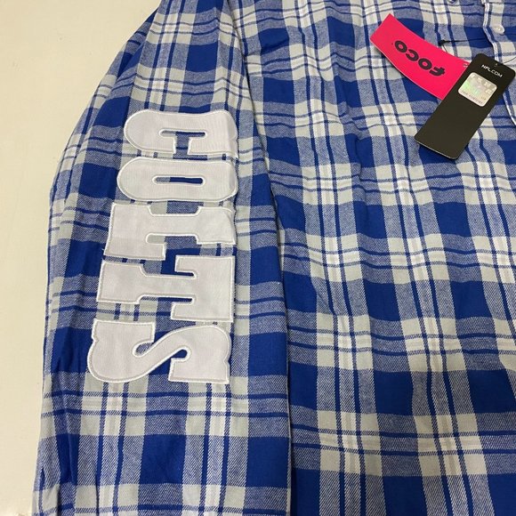 Indianapolis Colts FOCO Mens Flannel Plaid Long Sleeve Button Shirt Pocket - 2XL - Picture 4 of 15